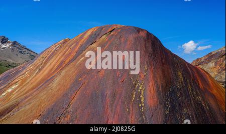 Gletscherpolitur, erstellt vom Gletscher Gurgler Fanner, Valley Gurgler Tal. Ötztaler Alpen im Naturpark Ötztal in der Nähe von Obergurgl. Europa, Österreich, Stockfoto