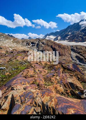 Gletscher Gurgler Fanner im Tal Gurgler Tal. Ötztaler Alpen im Naturpark Ötztal in der Nähe von Obergurgl. Europa, Österreich, Tirol Stockfoto