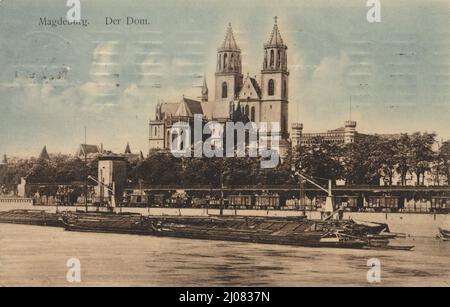 Dom von Magdeburg, Sachsen-Anhalt, Deutschland, Ansicht um ca 1910, digitale Produktion einer historischen Postkarte, public Domain, aus der damischen Zeit, genau Datum unbekannt Stockfoto