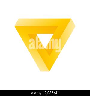 Gelbes Penrose-Dreieck 3D-Symbol Stock Vektor