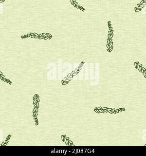 Retro-Muster mit botanischem Farn. Nahtloses, ökologisches Vintage-Laub für den gesamten Druck. Von Hand gezeichnete, verzierte Waldblattkulisse. Stockfoto
