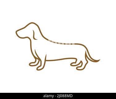 Stehender Dachshund Hund Einfache Illustration mit Silhouette Style Stock Vektor