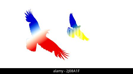 Russland und die Ukraine, Böse und gute Stockfoto