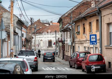 Belgrad, Serbien - 12. März 2019: Straße in der Altstadt von Zemun Gemeinde Stockfoto