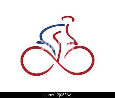 Downhill und Radfahren mit Infinity-Shape-Symbol Stock Vektor