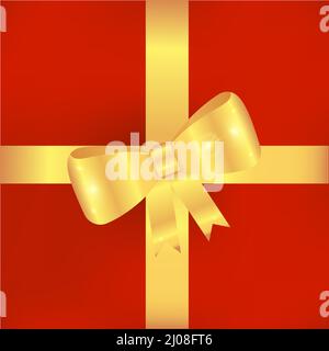 Rote Schachtel mit goldener Geschenkschleife. Stock Vektor