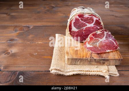 Capocollo typisch aus Martina Franca, Apulien Region Stockfoto