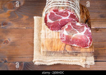 Capocollo typisch aus Martina Franca, Apulien Region Stockfoto