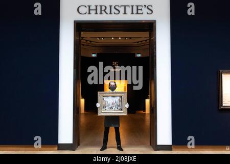 Am 11.. März 2022 fand bei Christies eine Fotozelle für den modernen britischen und irischen Art Evening-Verkauf statt. Der Verkauf präsentiert fantastische Skulptur von Dam Stockfoto