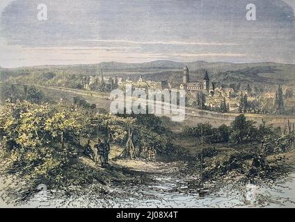 Ansicht der Festung Weissenburg im Elsass, Frankreich 1870 / Ansicht der Festung Weißenburg im Elsass, Frankreich 1870, historisch, C:CC5historical, digital verbesserte Reproduktion eines Originals aus dem 19.. Jahrhundert / digitale Reproduktion einer Originalvorlage aus dem 19. Jahrhundert, Originaldatum nicht bekannt Stockfoto