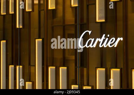 Cartier Geschäft Schild in Hudson Yards Manhattan NYC Stockfoto