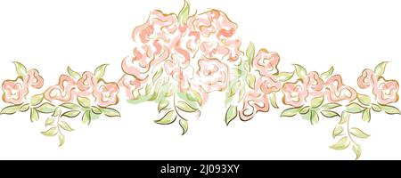 Isolierte farbige Skizze einer Gruppe von Blumen Vektor Stock Vektor