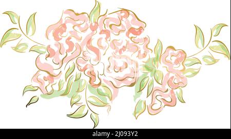 Isolierte farbige Skizze einer Gruppe von Blumen Vektor Stock Vektor