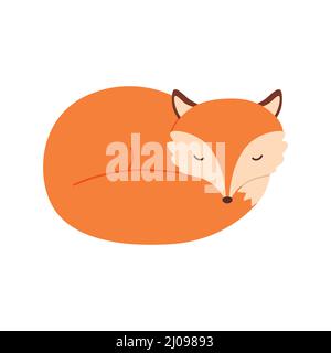 Illustration niedlichen schlafenden Fuchs. Vektordarstellung isoliert. Stock Vektor