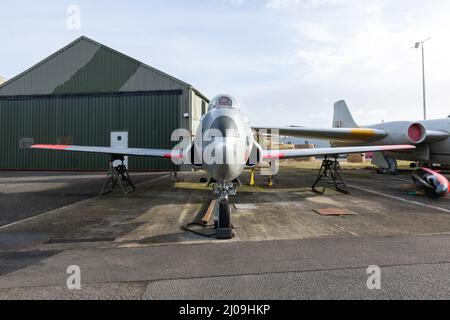 York.Yorkshire.Vereinigtes Königreich.Februar 16. 2022.Ein Silver Star CT 133-Flugzeug, das früher von der Royal canadian Air Force eingesetzt wurde, ist im York zu sehen Stockfoto