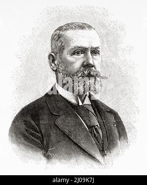 Gaston Tissandier (1843-1899) war ein französischer Chemiker, Meteorologe, Flieger und Redakteur. Er gründete und gab die wissenschaftliche Zeitschrift La Nature heraus und schrieb mehrere Bücher. Frankreich, Europa. Alte, gravierte Illustration aus dem 19.. Jahrhundert von La Nature 1899 Stockfoto