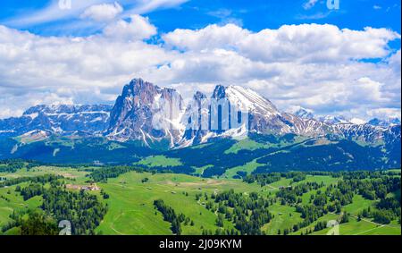 Seiser Alm oder Seiser Alm - wunderschöne Bergwelt der Dolomiten Alpen - Trentino-Südtirol, Südtirol, Italien - Reiseland in Europa Stockfoto
