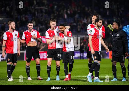 Rotterdam, Niederlande. 17. März 2022. Rotterdam - Spieler von Feyenoord während des Spiels zwischen Feyenoord und FK Partizan im Stadion Feijenoord De Kuip am 17. März 2022 in Rotterdam, Niederlande. Kredit: Kasten zu Kasten Abbildungen/Alamy Live Nachrichten Stockfoto