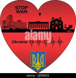 Kiew im Herzen - Illustration, Vektorstadt Skyline Silhouette, Kiew Ukraine Stock Vektor