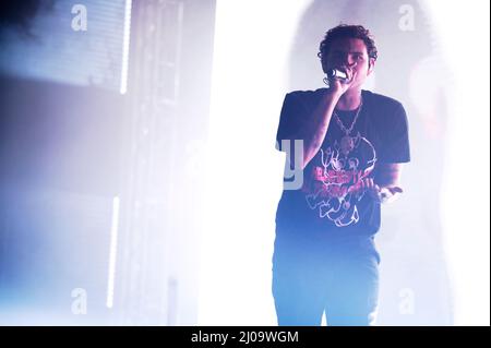 Manchester, Großbritannien. 17.. März 2022. Slowthai tritt im Manchester Victoria Warehouse auf. 2022-03-17. Kredit: Gary Mather/Alamy Live Nachrichten Stockfoto