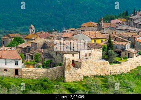 Castiglione d'Orcia (auch bekannt als Rocca di Tentennano) auf dem Hügel, Provinz Siena, Toskana, Italien Stockfoto