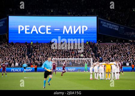 LONDON, GROSSBRITANNIEN. MÄR 17. London Stadium im Rahmen des UEFA Europa League-Spiels zwischen West Ham United und dem FC Sevilla am Donnerstag, dem 17.. März 2022, im London Stadium, Stratford. (Kredit: Federico Maranesi | MI Nachrichten) Kredit: MI Nachrichten & Sport /Alamy Live Nachrichten Stockfoto