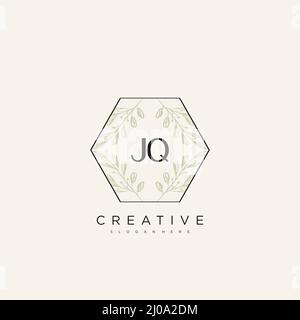 JQ Anfangsbuchstabe Blume Logo Vorlage Vektor Premium-Vektor Stock Vektor