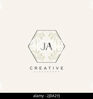 JA Anfangsbuchstabe Blume Logo Vorlage Vektor Premium-Vektor Stock Vektor