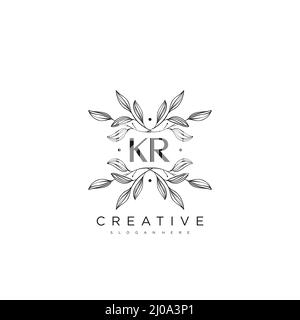 KR Anfangsbuchstabe Blume Logo Vorlage Vektor Premium-Vektor Stock Vektor