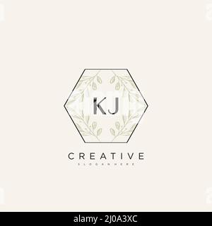 KJ Anfangsbuchstabe Blume Logo Vorlage Vektor Premium-Vektor Stock Vektor