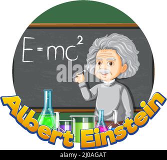 Porträt von Albert Einstein in Cartoon-Stil Illustration Stock Vektor