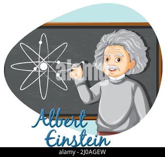 Porträt von Albert Einstein in Cartoon-Stil Illustration Stock Vektor