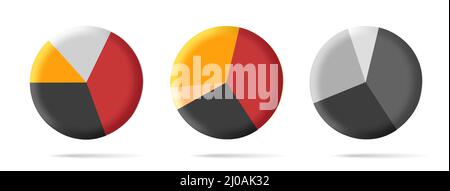 Kreisdiagramm 3D Symbolsatz, isolierter Vektor Stock Vektor