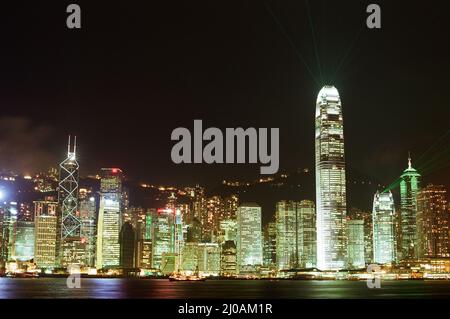 Hong Kong Skyline bei Nacht Stockfoto