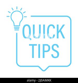 Quick Tips Sprechblase mit Bulb Icon Vektor interessante Fakten Konzept für Grafikdesign, Logo, Website, Social Media, mobile App, UI-Abbildung Stock Vektor