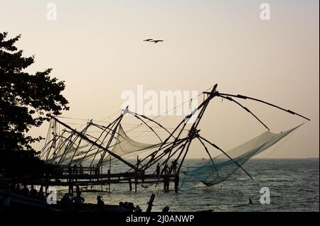 Ausgeklügelte Fischernetze Stockfoto