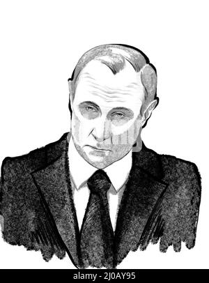 präsident von russland wladimir putin Porträt Illustration. präsident der russischen Föderation. Stockfoto