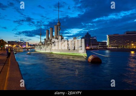 Kreuzer Aurora in St. Petersburg, Russland Stockfoto