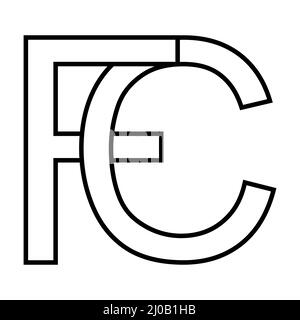 Logo-Zeichen, fc cf-Symbol nft fc Zeilensprungbuchstaben f c Stock Vektor