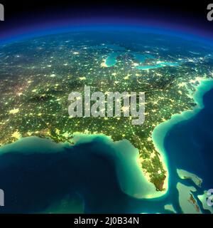 Nacht Erde. Golf von Mexiko und Florida Stockfoto
