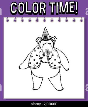 Arbeitsblätter Vorlage mit Farbdauer! Text und tragen Umriss Illustration Stock Vektor