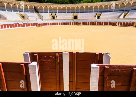 Blick auf die Stierkampfarena in Antequera, Malaga Stockfoto