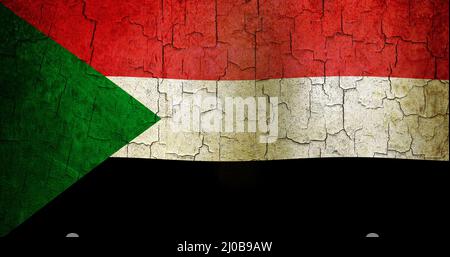 Grunge-Sudan-Flagge Stockfoto