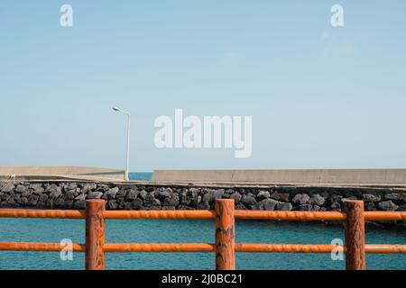 Wharf Seeseite, Jeju Olle Trail Route 18 auf der Insel Jeju, Korea Stockfoto