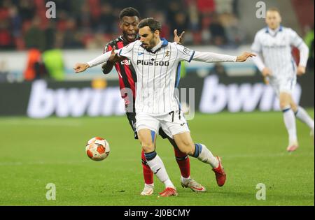 Leverkusen, Deutschland. 17. Mär, 2022. firo : 03/17/2022 Fußball: UEFA Euro League Europe, Saison 2021/2022, Bayer Leverkusen - Atalanta Bergamo Davide Zappacosta, Bergamo Credit: dpa/Alamy Live News Stockfoto