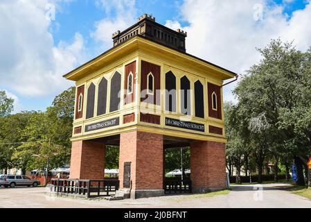 Sala Silvergruva, Vastmanlands Lan - Schweden - 08 07 2019 Haupteingang des Schachtes der Silbermine Stockfoto