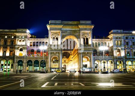 Eingang zum Einkaufszentrum Gallerie Vittorio Emanuele II in Mailand, Italien. Stockfoto