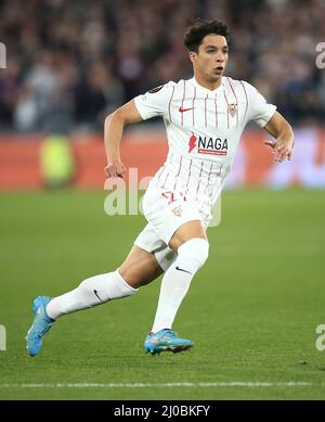 London, Großbritannien. 17. März 2022. Oliver von Sevilla während des Fußballspiels von West Ham United gegen Sevilla, der UEFA Europa League, der 16. Runde, der 2. Etappe von 2, des Londoner Stadions, London, Großbritannien. 17.. März 2022. Kredit: Michael Zemanek/Alamy Live Nachrichten Stockfoto