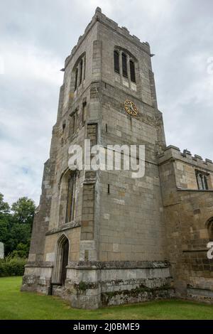 St Martin's Church neben Burton Agnes Manor House, a Grand Manor House, Burton Agnes, East Riding of Yorkshire, Großbritannien. Stockfoto