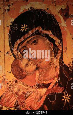 Jungfrau und Kind. Communauté Von Taize. Bourgogne. Saône-et-Loire. Frankreich. Stockfoto